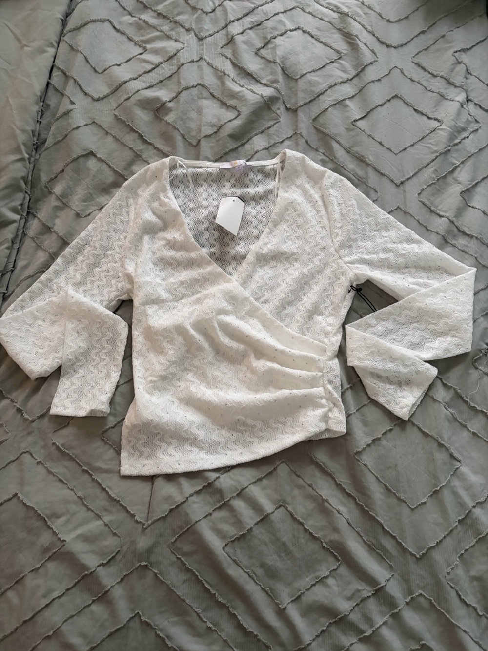 iris White Lace Wrap Blouse